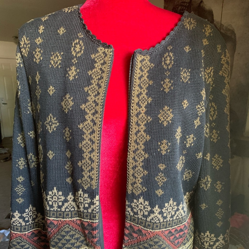 Peruvian Connection artistic cardigan sz L